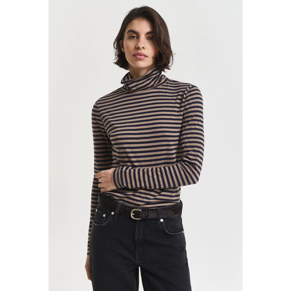 ROLÁK GANT LIGHT COTTON STRIPED LS TURTLENECK TAUPE BEIGE 64944402