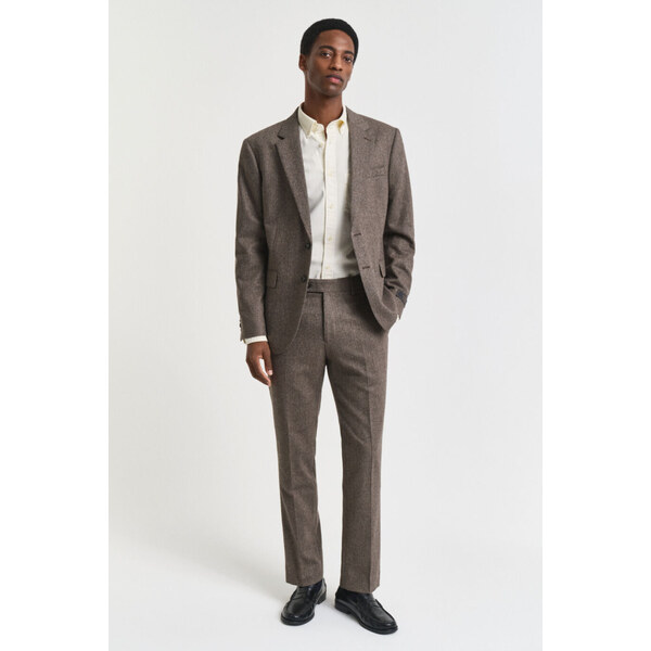 NOHAVICE GANT FLANNEL HERRINGBONE SUIT PANTS DEEP BROWN 65267524