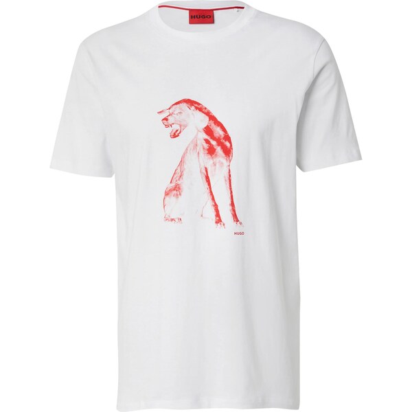 HUGO Tričko Didug červená / biela 65268143
