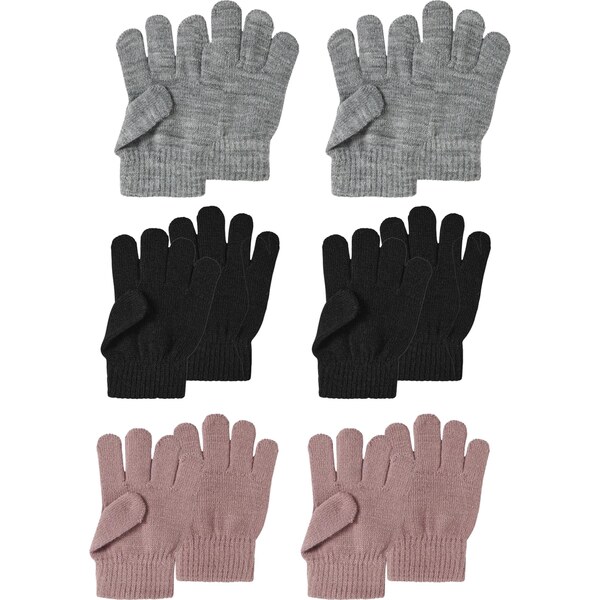 NAME IT Rukavice NMFMAGIC sivá melírovaná / ružová / čierna 65835360