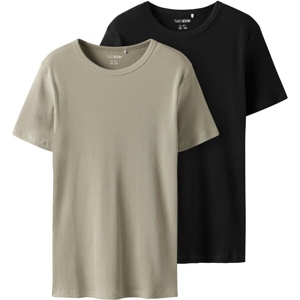 TWO SOON Tričko kaki / čierna 65650520