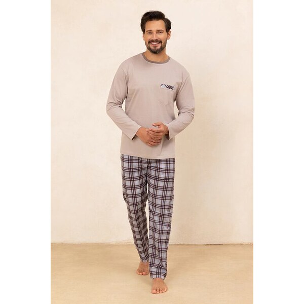 Regina Pánske pyžamo Rudolfo hnedé dlhé 65295953