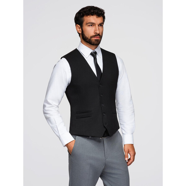 Ombre Mens suit vest with classic detailing and lining - black 64980435