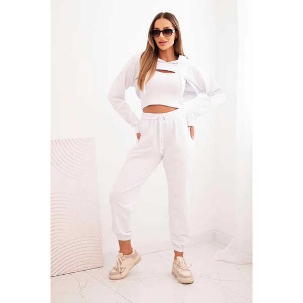 MladaModa 3-dielna tepláková súprava model 9343 biela 58163769