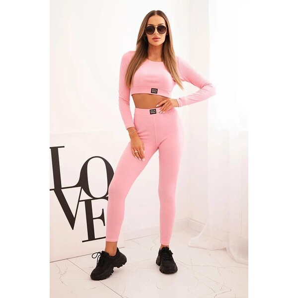 MladaModa Crop-topová tepláková súprava model 9353 jasná ružová 31837868