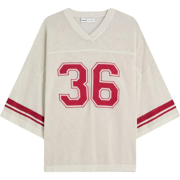 Bershka Tričko červená / biela 65891316