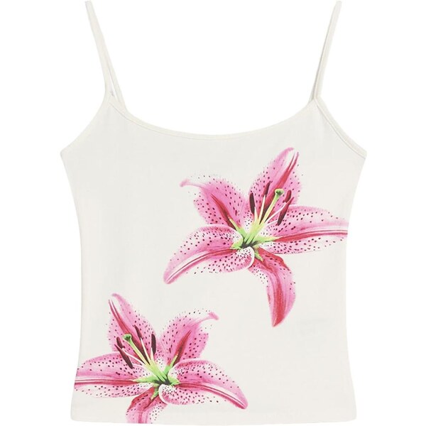 Bershka Top zelená / ružová / tmavoružová / biela 65891347