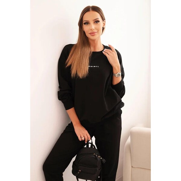 MladaModa Bavlnená tepláková súprava s nápisom Minimal čierna 65293531