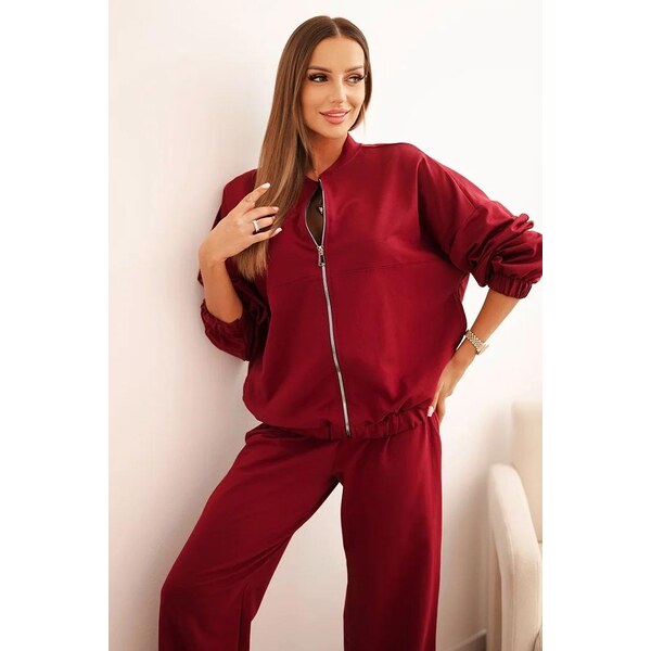 MladaModa Bavlnená tepláková súprava so širokými nohavicami a mikinou 65293543