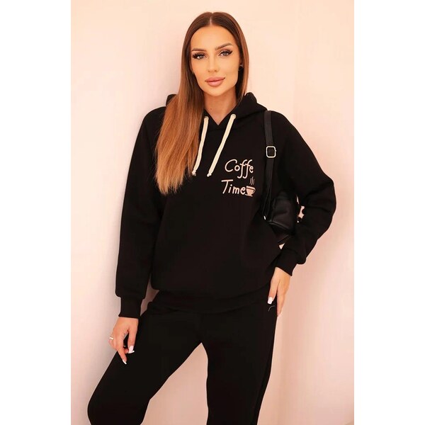 MladaModa Zateplená bavlnená tepláková súprava Coffe Time s kapucňou 65293554