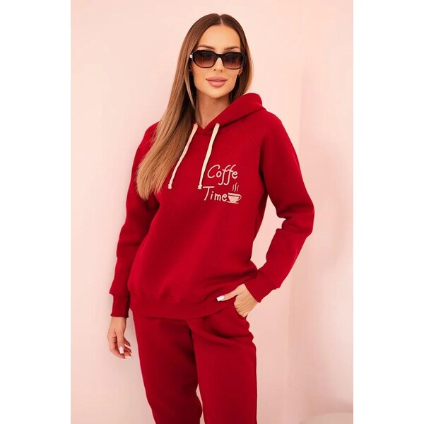 MladaModa Zateplená bavlnená tepláková súprava Coffe Time s kapucňou 65293552