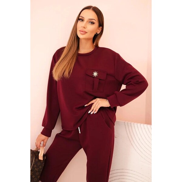 MladaModa Tepláková súprava s gumou v páse model 00017 tmavá fialová 65293563