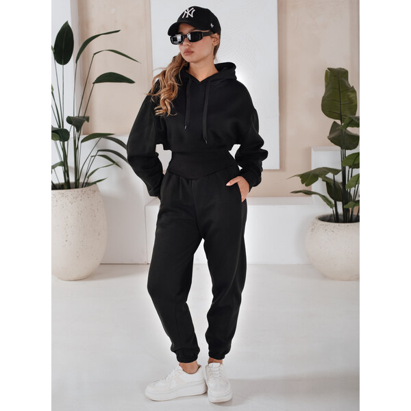 BASIC Čierna teplákovka SERINE s crop mikinou AY0643 32323203