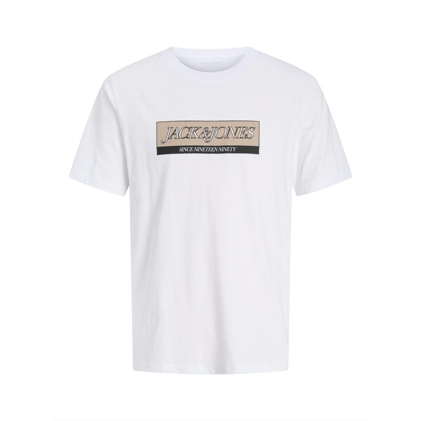 JACK & JONES Tričko JORINWOOD žltohnedá / tmavohnedá / biela 65286820