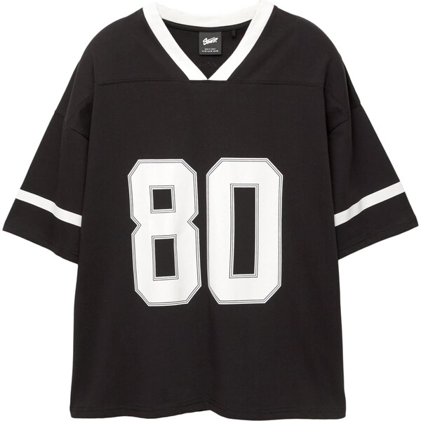 Pull&Bear Tričko STWD PREPPY SPORT 03 čierna / biela 65475292