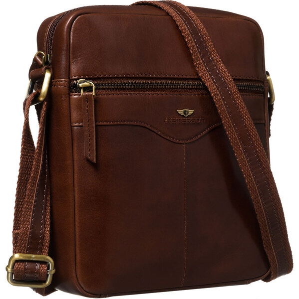Peterson Hnedá pánska kožená crossbody taška s jednou komorou – 65292275