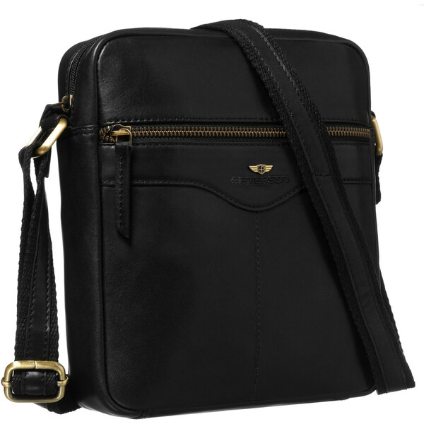 Peterson Čierna pánska kožená crossbody taška s jednou komorou – 65292276