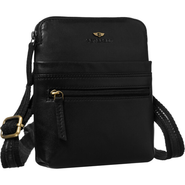 Peterson Malá čierna pánska kožená crossbody taška – kompaktná, ľahká 65292282