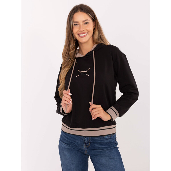 RELEVANCE Čierna dámska bavlnená mikina s výšivkou RV-BL-A857.47-black 65292329