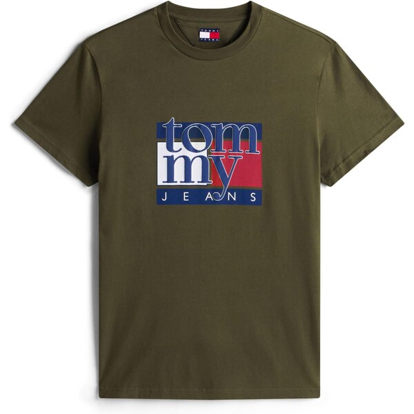 Tommy Jeans Tričko tmavomodrá / olivová / červená / biela 65300756