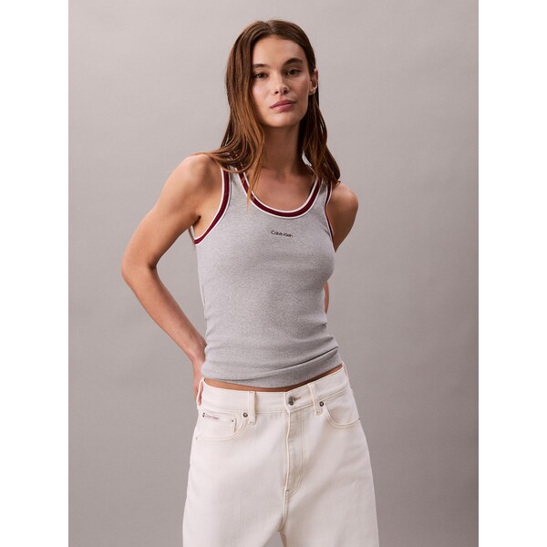 Calvin Klein Jeans Top sivá melírovaná / burgundská / biela 65300738