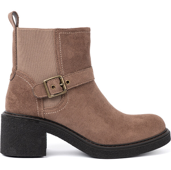 Shelvt Stylish beige ankle boots with a stable heel 65295571