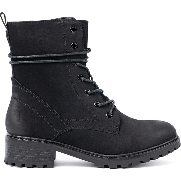 Shelvt Fashionable black worker boots with decorative lacing 65295648
