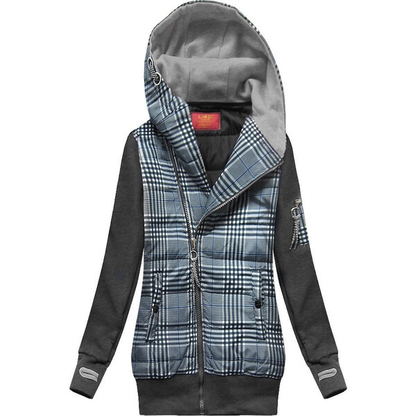 LHD Tmavomodro-grafitová mikina z rôznych lepených materiálov (AMG 66086021