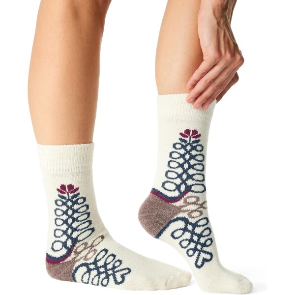 Vlnka Ovčie ponožky Merino s ľudovým vzorom prírodná 47377081