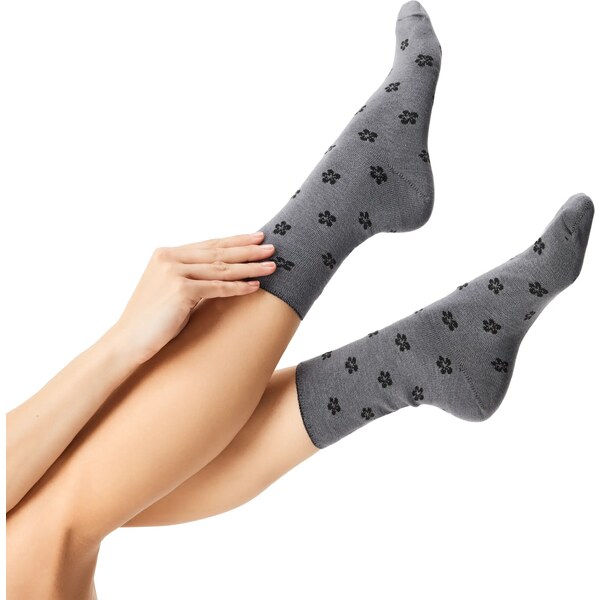 Vlnka Bambusové ponožky s voľným lemom kvet šedá 51289003