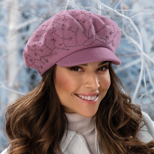 Krumlovanka Zimná čiapka so šiltom staroružová zo 100% vlny W-0899/628 65297688