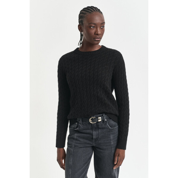 SVETER GANT CASHMERE CABLE C-NECK BLACK 65300308