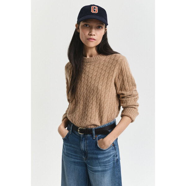 SVETER GANT CASHMERE CABLE C-NECK WARM KHAKI 65300310