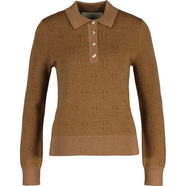 SVETER GANT MONOGRAM KNIT POLO WHISKEY BROWN 65300311
