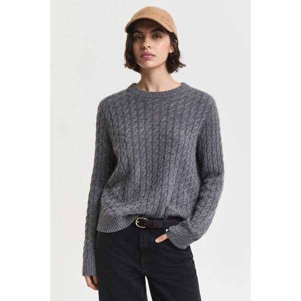 SVETER GANT CASHMERE CABLE C-NECK CHARCOAL MELANGE 65300309