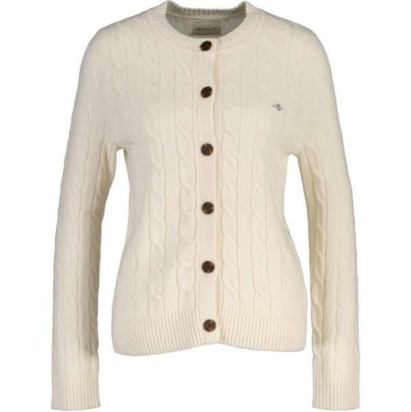 SVETER GANT LAMBSWOOL CABLE KNIT CARDIGAN CREAM 65300307