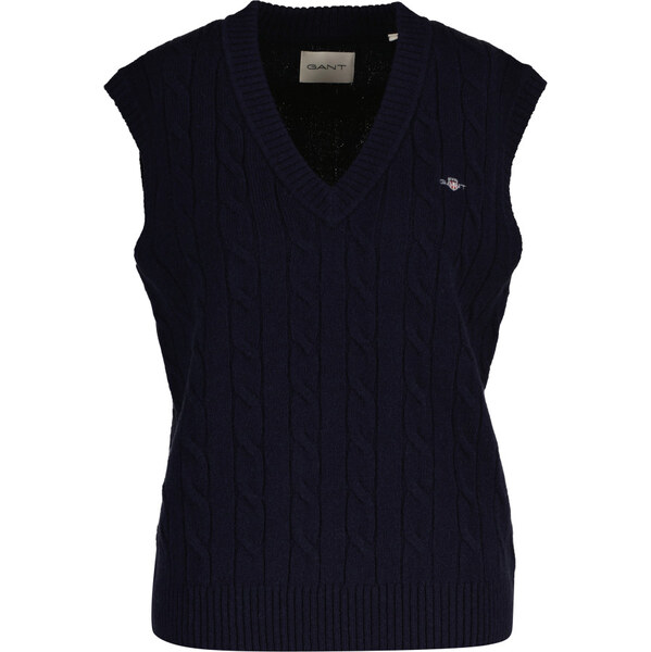 VESTA GANT LAMBSWOOL CABLE V-NECK VEST EVENING BLUE 65300315