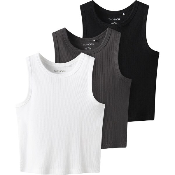 TWO SOON Top antracitová / čierna / biela 65649725