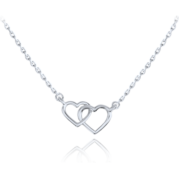 OLIVIE MINET Zlatý náhrdelník z bieleho zlata so srdiečkami Au 585 66795615