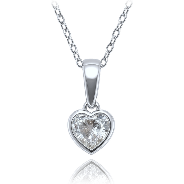 OLIVIE Detský zlatý náhrdelník z bieleho zlata srdiečko s bielym 66386200