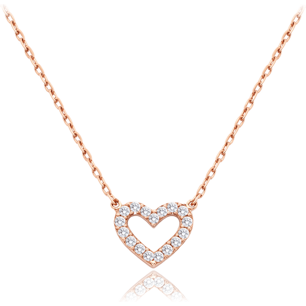OLIVIE MINET Náhrdelník zo srdca z ružového zlata s bielymi zirkónmi 66795614
