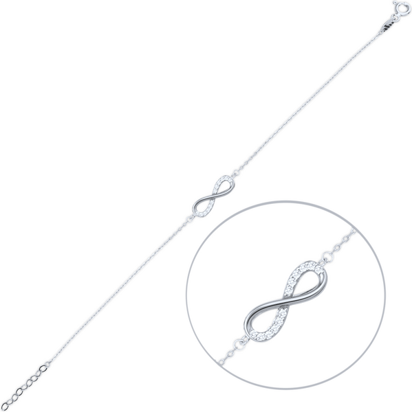 OLIVIE Elegantný zlatý náramok z bieleho zlata nekonečno s bielymi 66386213