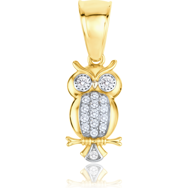 OLIVIE MINET Zlatý prívesok sova s bielymi zirkónmi Au 585/1000 66795619