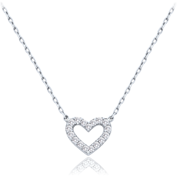 OLIVIE Zlatý náhrdelník srdce z bieleho zlata s bielymi zirkónmi Au 66386218