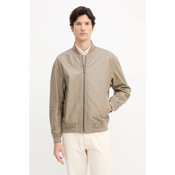 Kožená bunda bomber BOSS Orange Jobrice 65306101