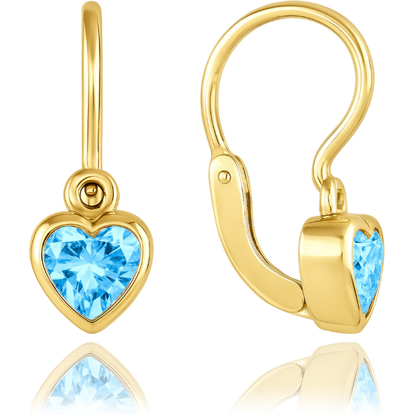 OLIVIE MINET Detské náušnice s predným zapínaním srdiečka s modrými 66795588