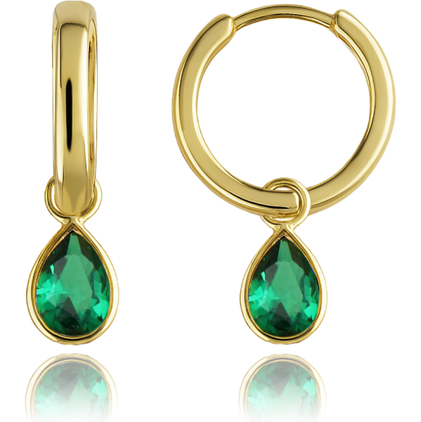 OLIVIE Elegantné zlaté náušnice so zelenými zirkónmi Au 585/1000 66386204