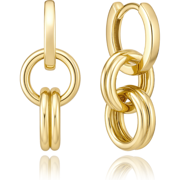 OLIVIE Zlaté náušnice spojené krúžkami Au 585/1000 66386216
