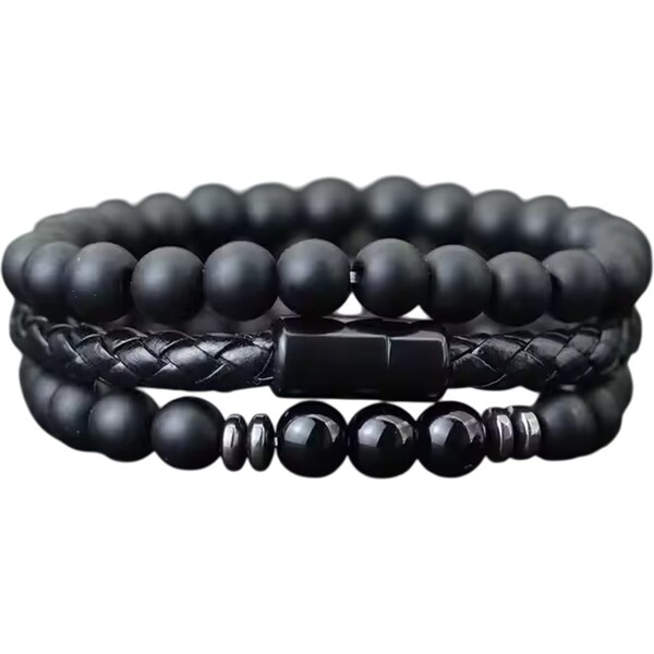 Pánsky čierny náramok moderného dizajnu 65638741