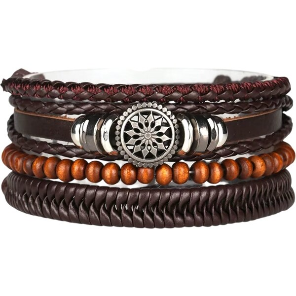 Hnedý kombinovateľný pánsky náramok 65638750